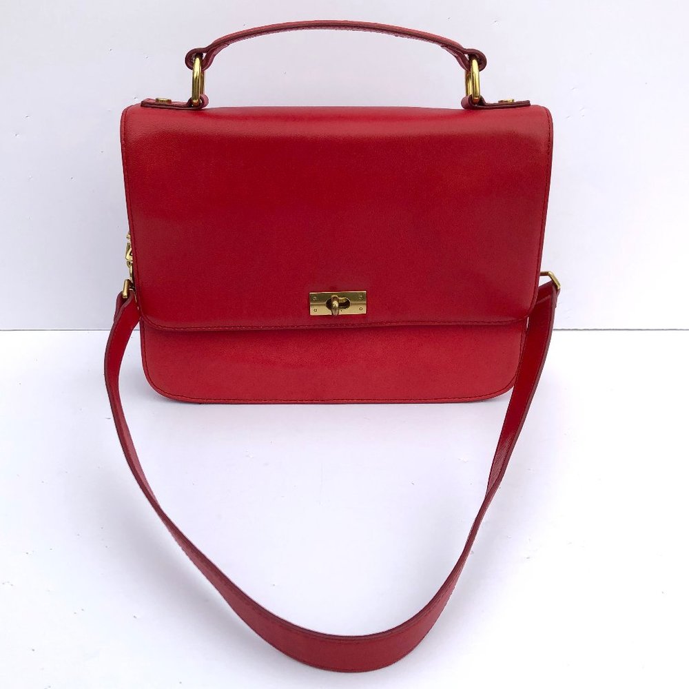 J.CREW RED LEATHER EDIE BAG